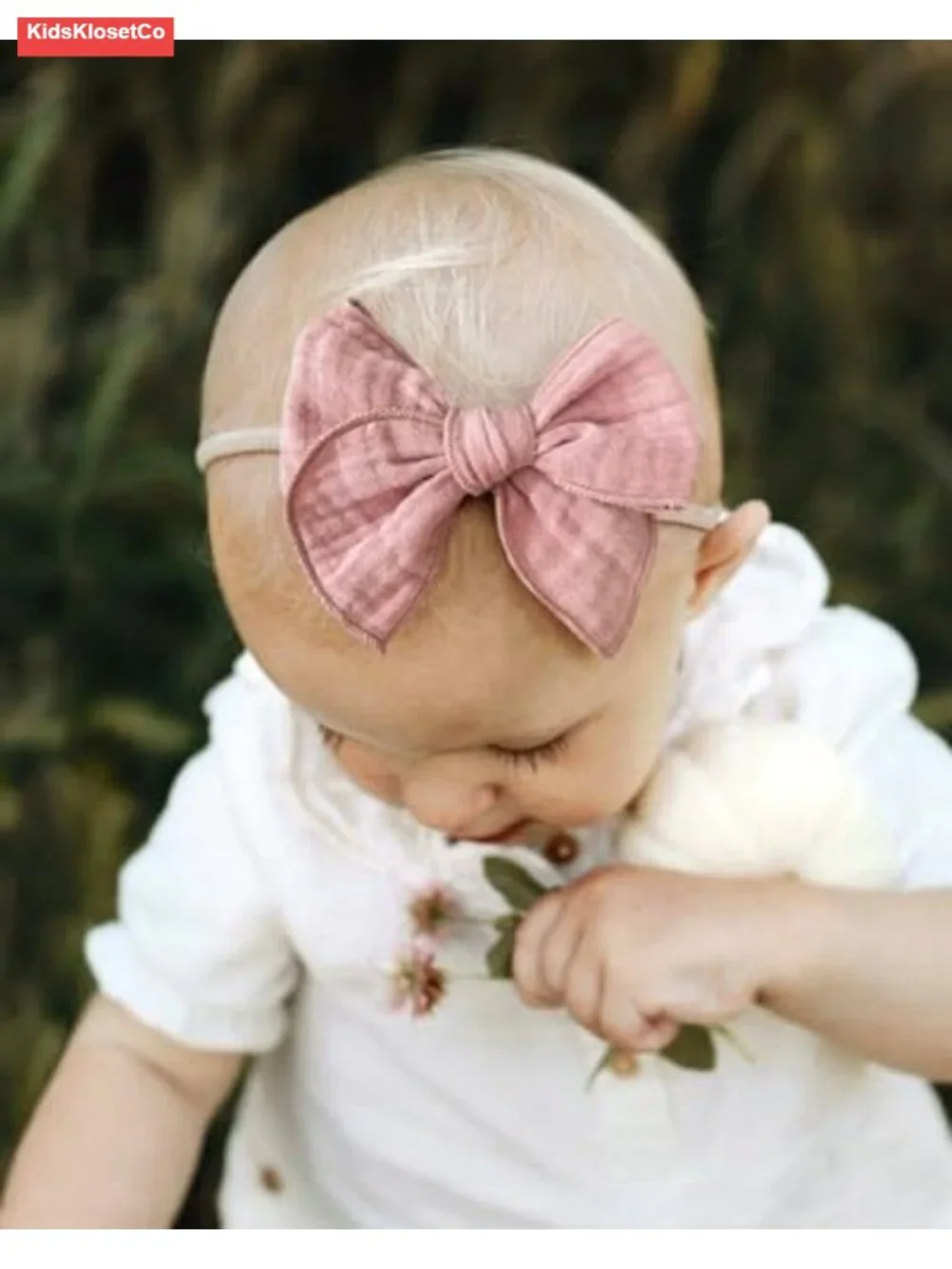 6 Pack Baby Girl Muslim Cotton Hair Bows Headbands Elastic Nylon